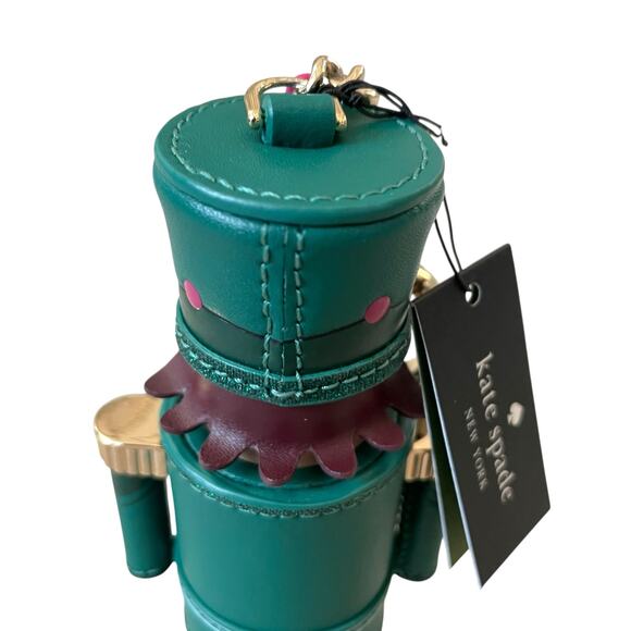 Kate Spade Oh What Fun 3D Nutcracker Key Chain Green Leather NEW - Picture 4 of 15
